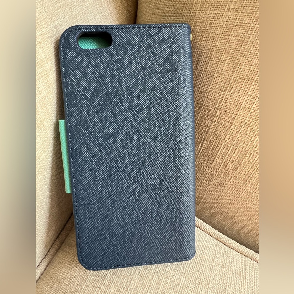 Hilda Phone Case/Wallet in Navy Blue & Aqua. - Picture 2 of 4